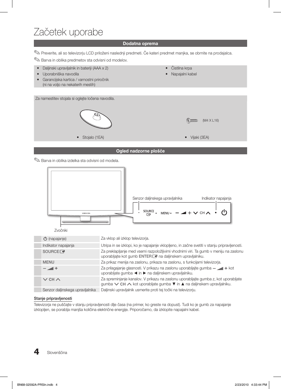 Začetek uporabe | Samsung LE32C450E1W User Manual | Page 160 / 236