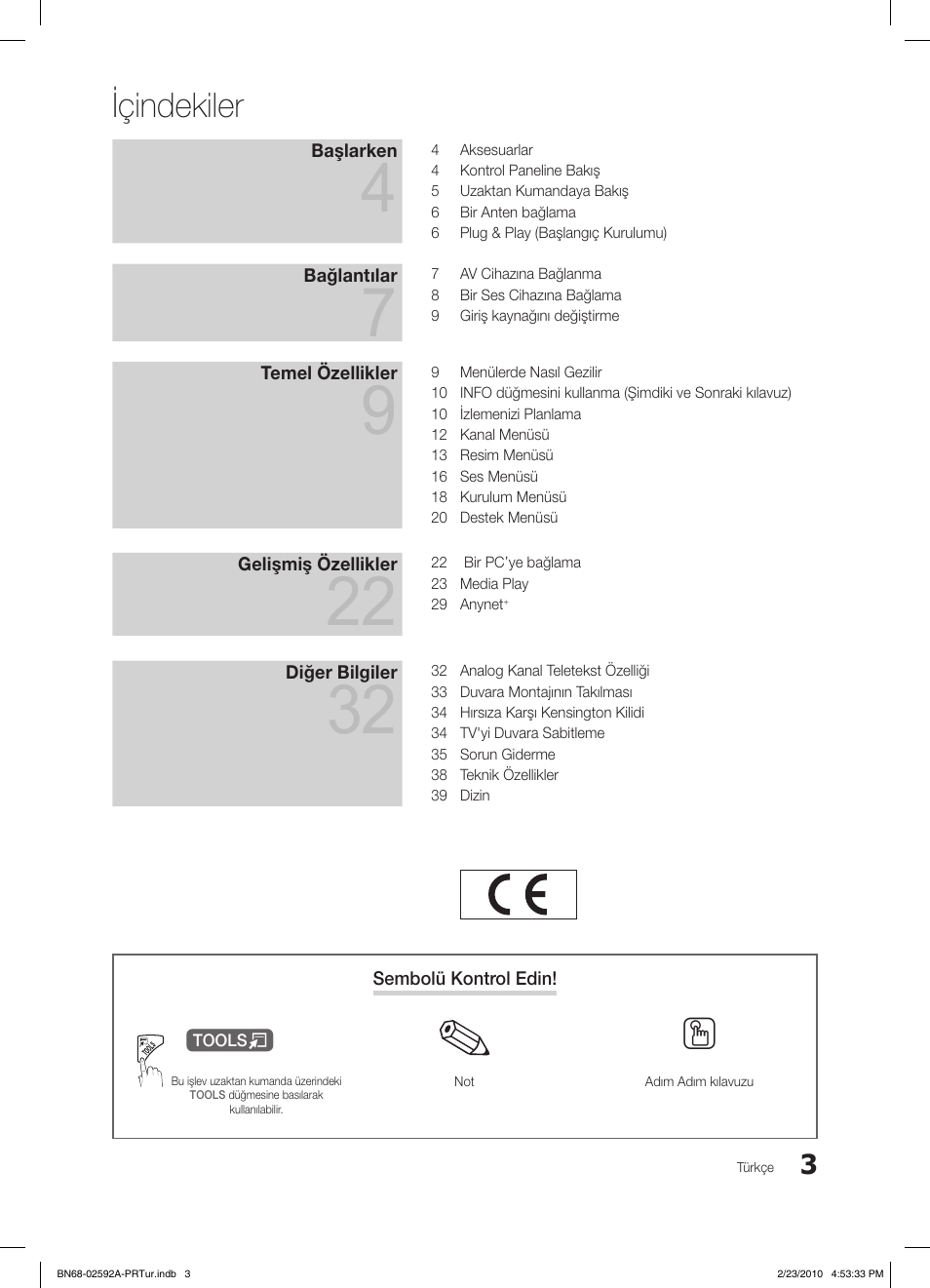 Içindekiler | Samsung LE32C450E1W User Manual | Page 198 / 236