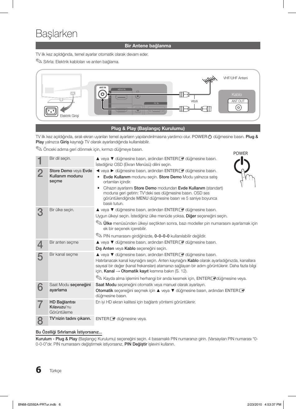 Başlarken | Samsung LE32C450E1W User Manual | Page 201 / 236