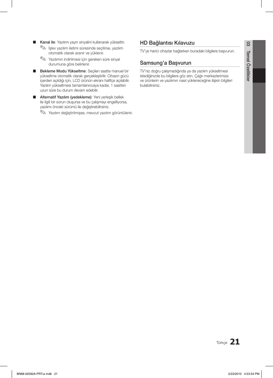 Hd bağlantısı kılavuzu, Samsung’a başvurun | Samsung LE32C450E1W User Manual | Page 216 / 236