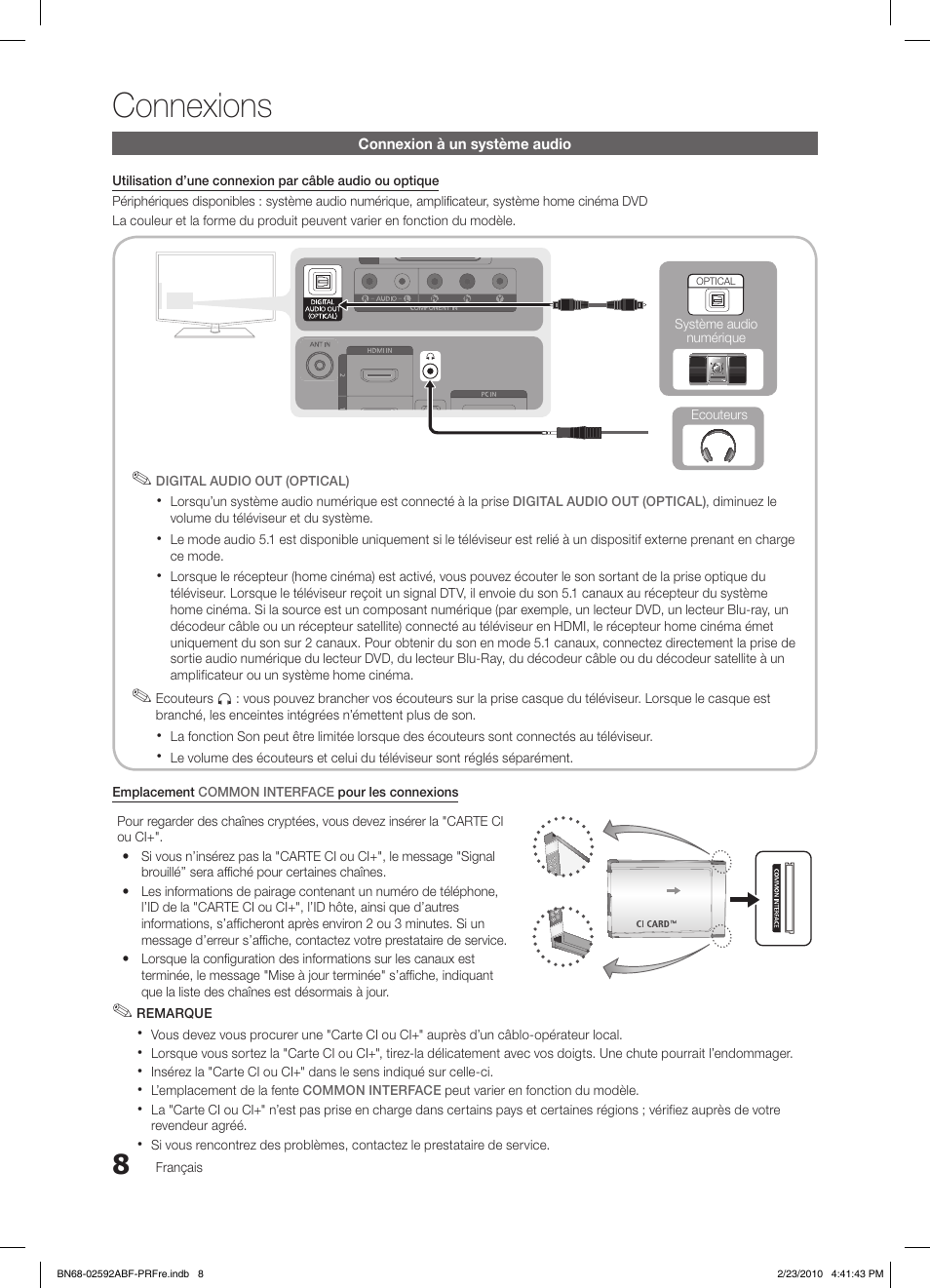 Connexions | Samsung LE32C450E1W User Manual | Page 47 / 236