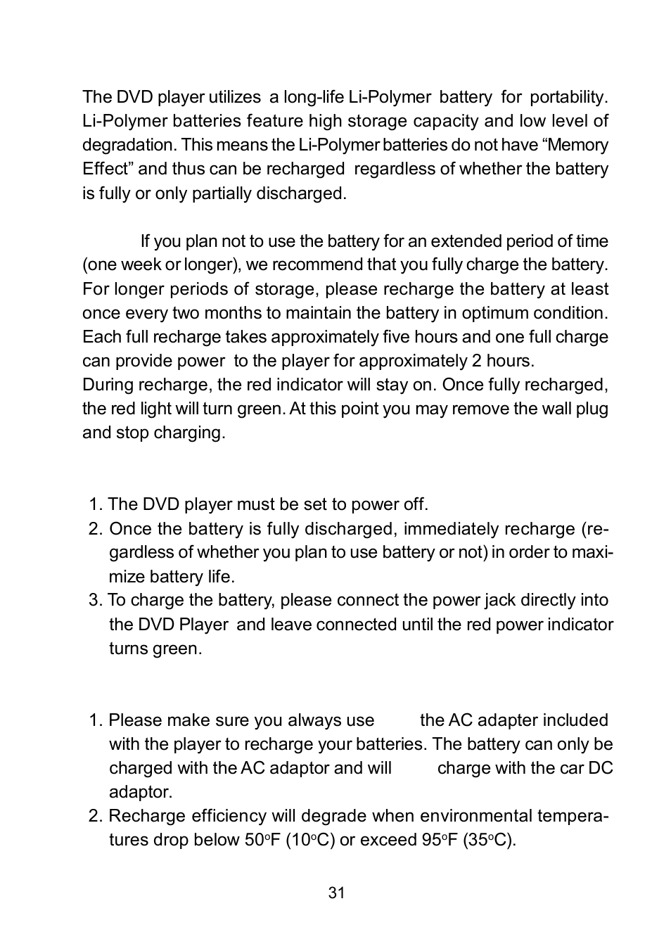 P. rechargeable built-in battery | Audiovox D1809PK User Manual | Page 31 / 35