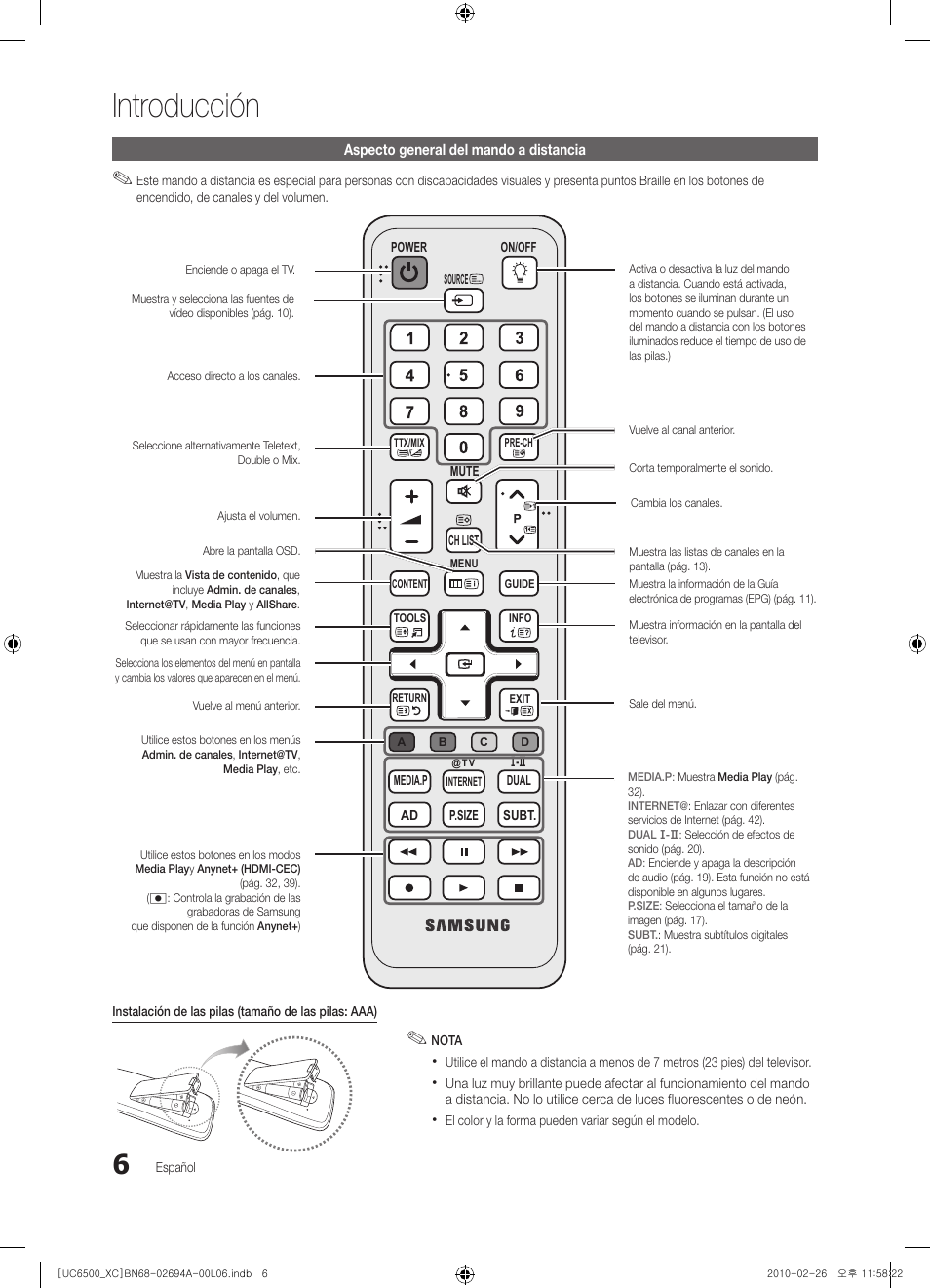 Introducción | Samsung UE32C6500UW User Manual | Page 122 / 350