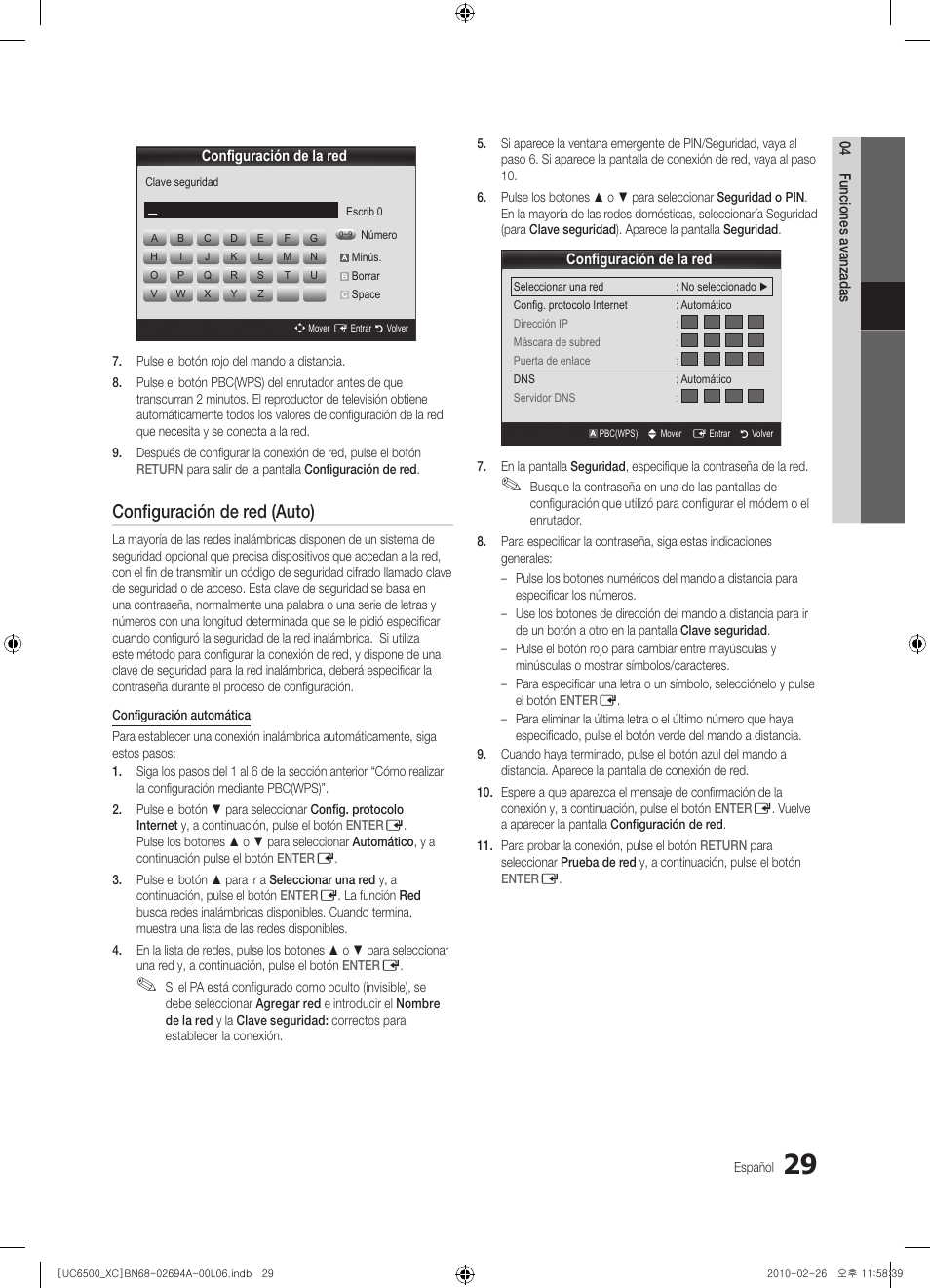 Configuración de red (auto) | Samsung UE32C6500UW User Manual | Page 145 / 350