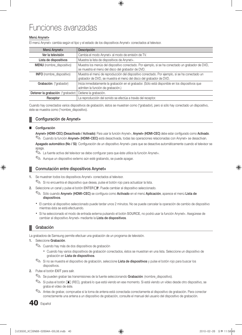 Funciones avanzadas | Samsung UE32C6500UW User Manual | Page 156 / 350