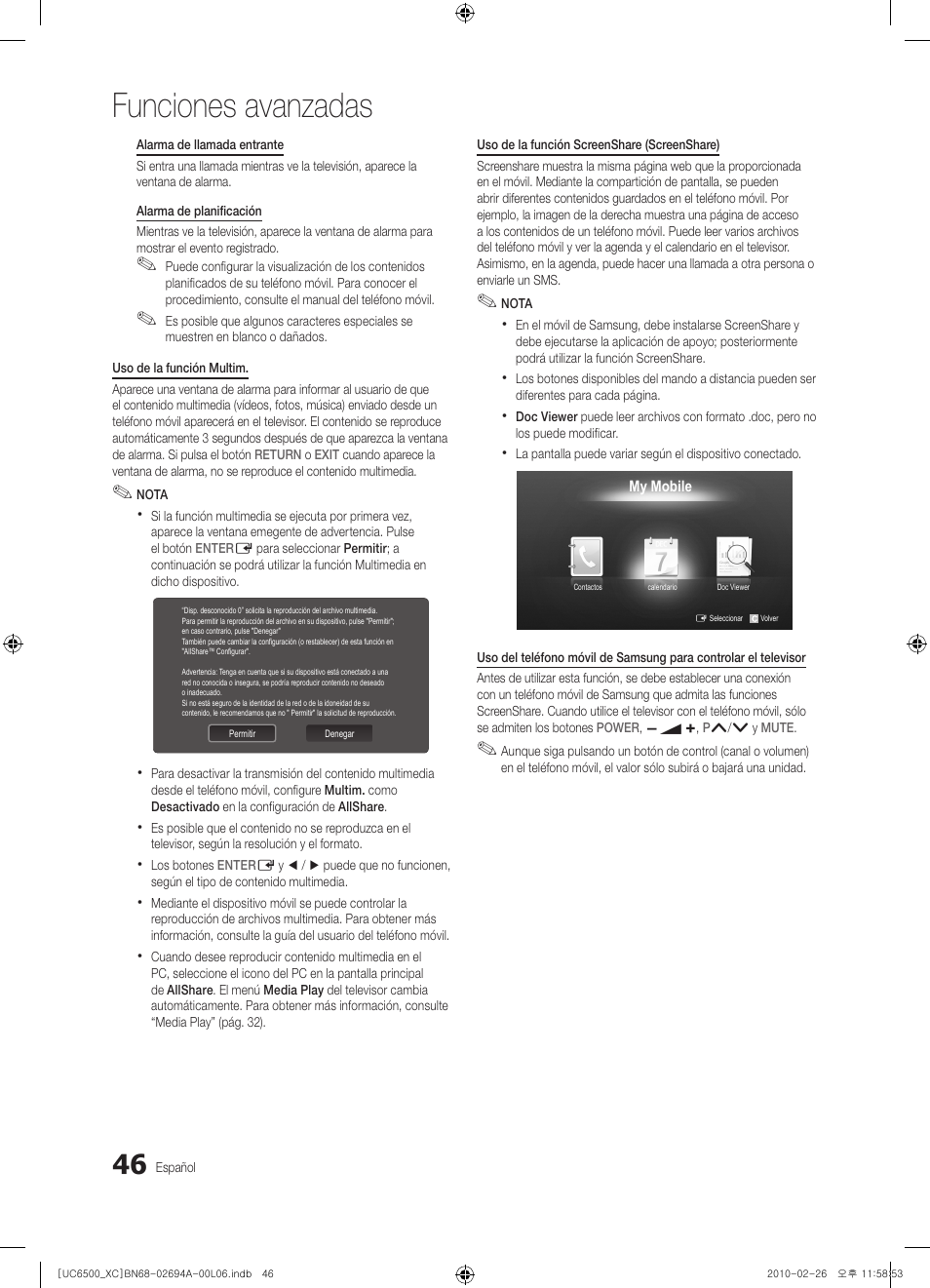 Funciones avanzadas | Samsung UE32C6500UW User Manual | Page 162 / 350