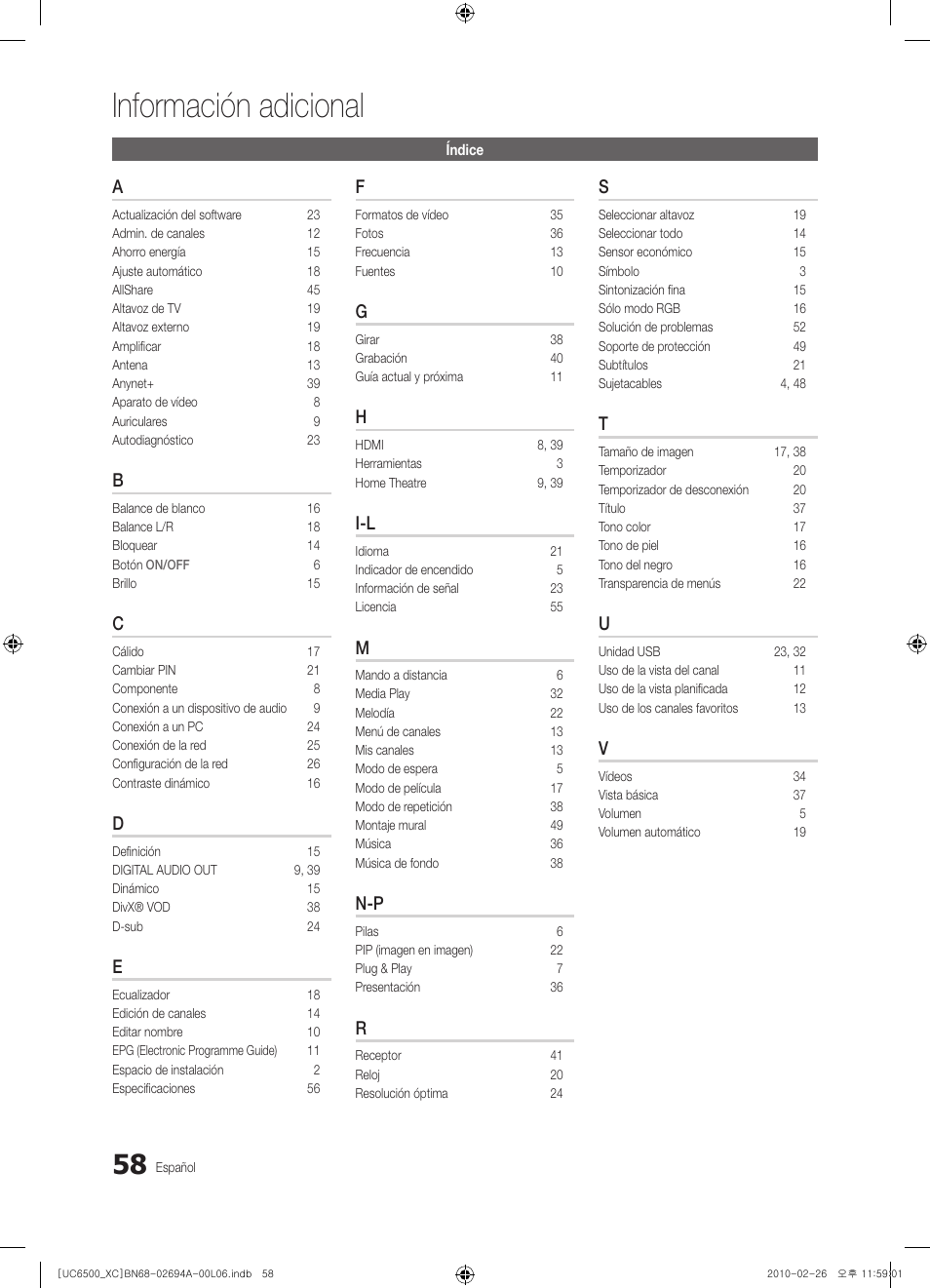 Información adicional | Samsung UE32C6500UW User Manual | Page 174 / 350