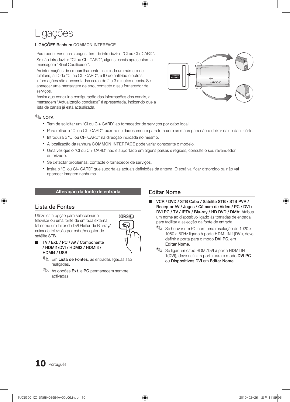 Ligações | Samsung UE32C6500UW User Manual | Page 184 / 350