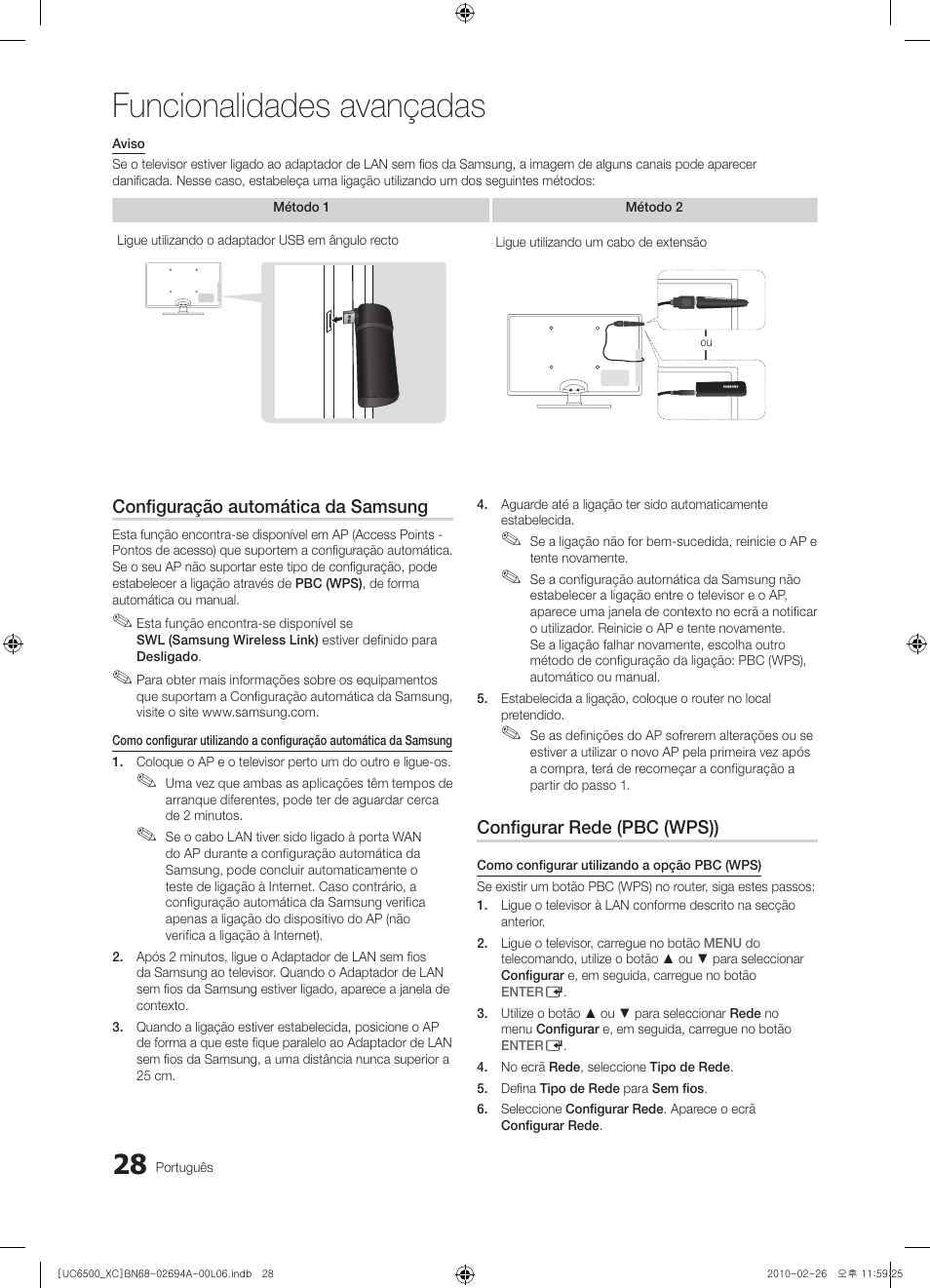 Funcionalidades avançadas | Samsung UE32C6500UW User Manual | Page 202 / 350