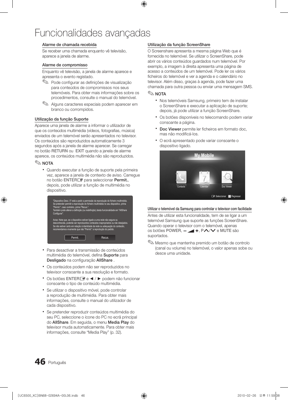 Funcionalidades avançadas | Samsung UE32C6500UW User Manual | Page 220 / 350