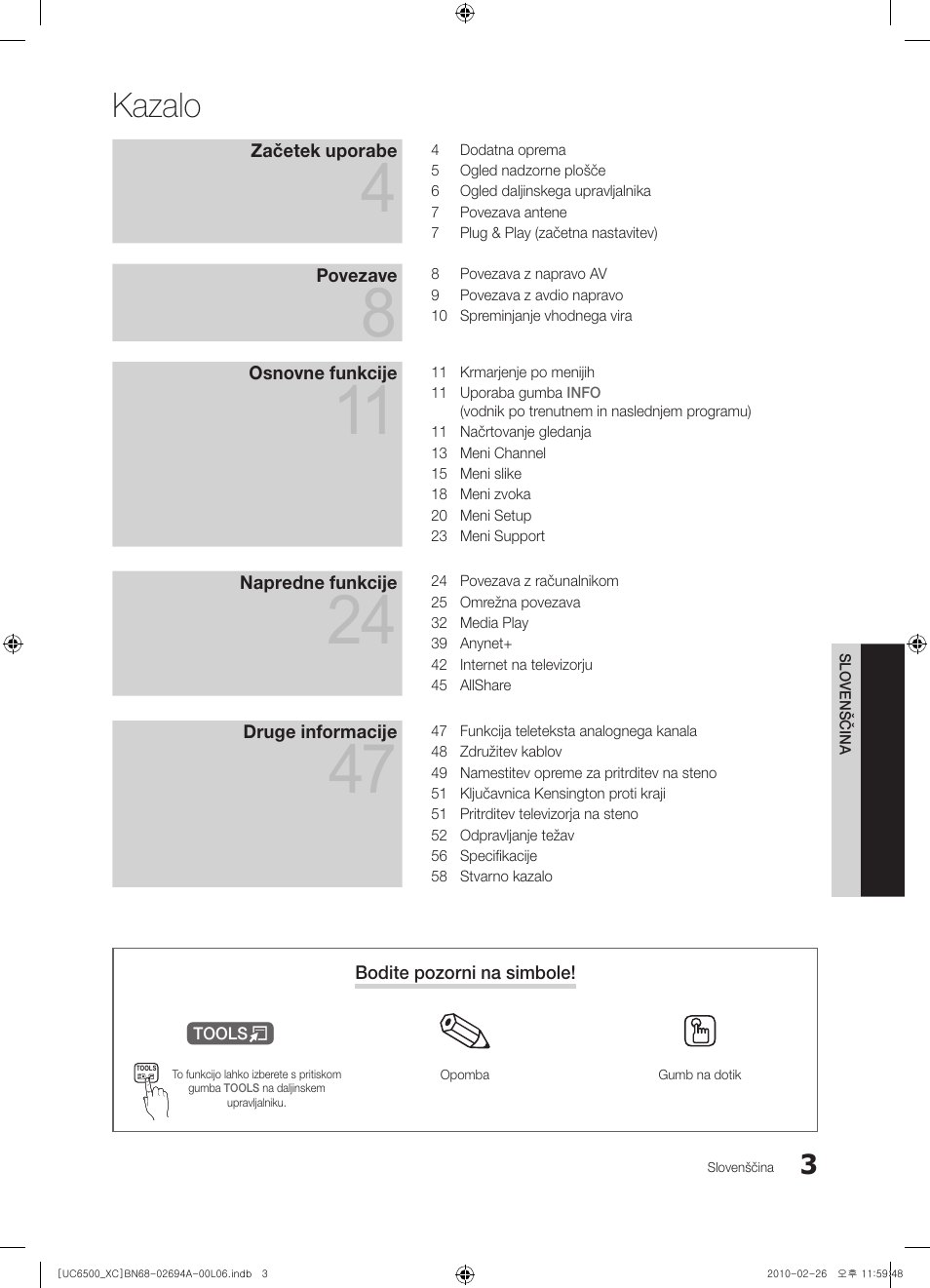 Kazalo | Samsung UE32C6500UW User Manual | Page 235 / 350