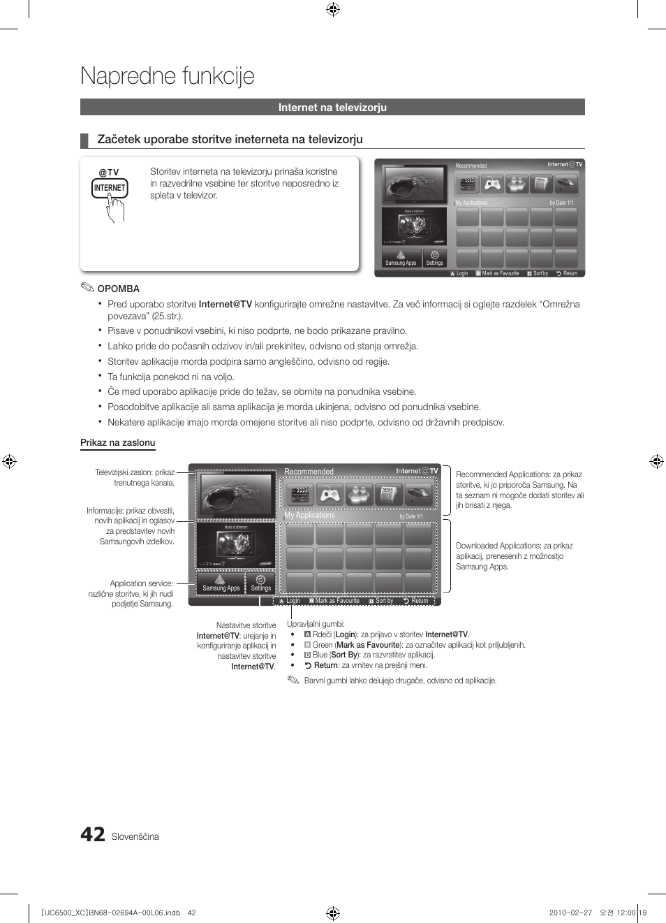Napredne funkcije | Samsung UE32C6500UW User Manual | Page 274 / 350