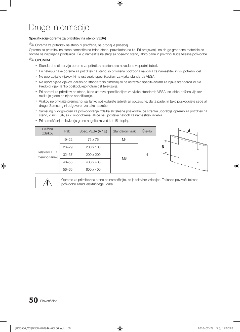 Druge informacije | Samsung UE32C6500UW User Manual | Page 282 / 350