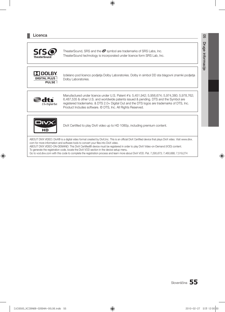 Samsung UE32C6500UW User Manual | Page 287 / 350