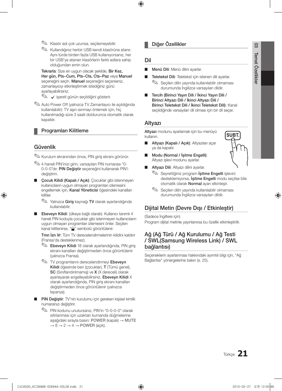 Samsung UE32C6500UW User Manual | Page 311 / 350