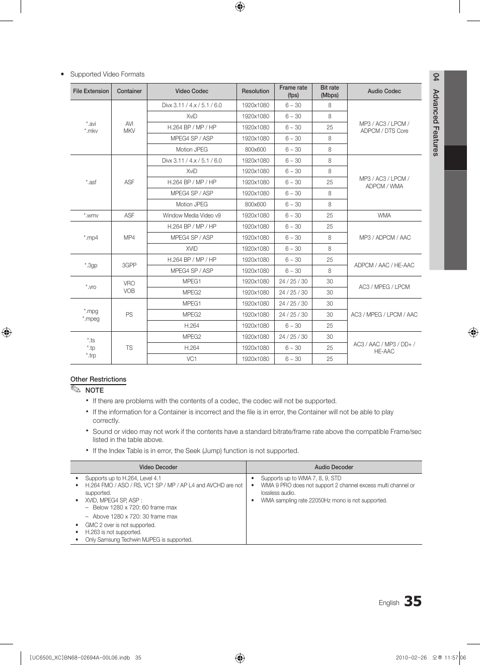 Samsung UE32C6500UW User Manual | Page 35 / 350