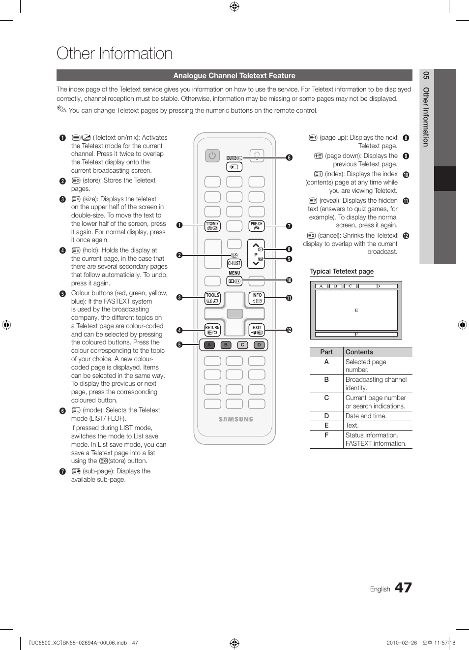 Other information | Samsung UE32C6500UW User Manual | Page 47 / 350