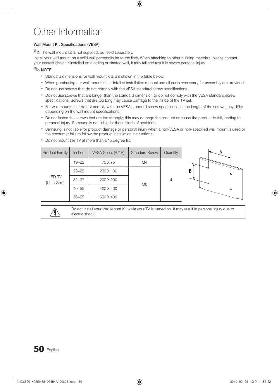 Other information | Samsung UE32C6500UW User Manual | Page 50 / 350