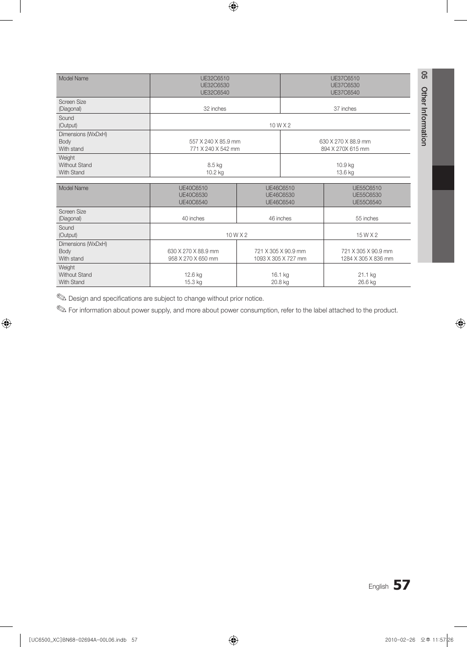 Samsung UE32C6500UW User Manual | Page 57 / 350