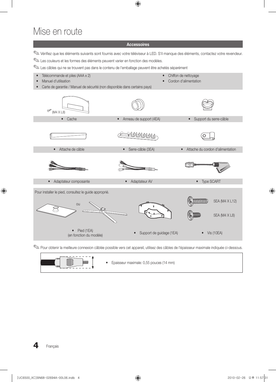 Mise en route | Samsung UE32C6500UW User Manual | Page 62 / 350