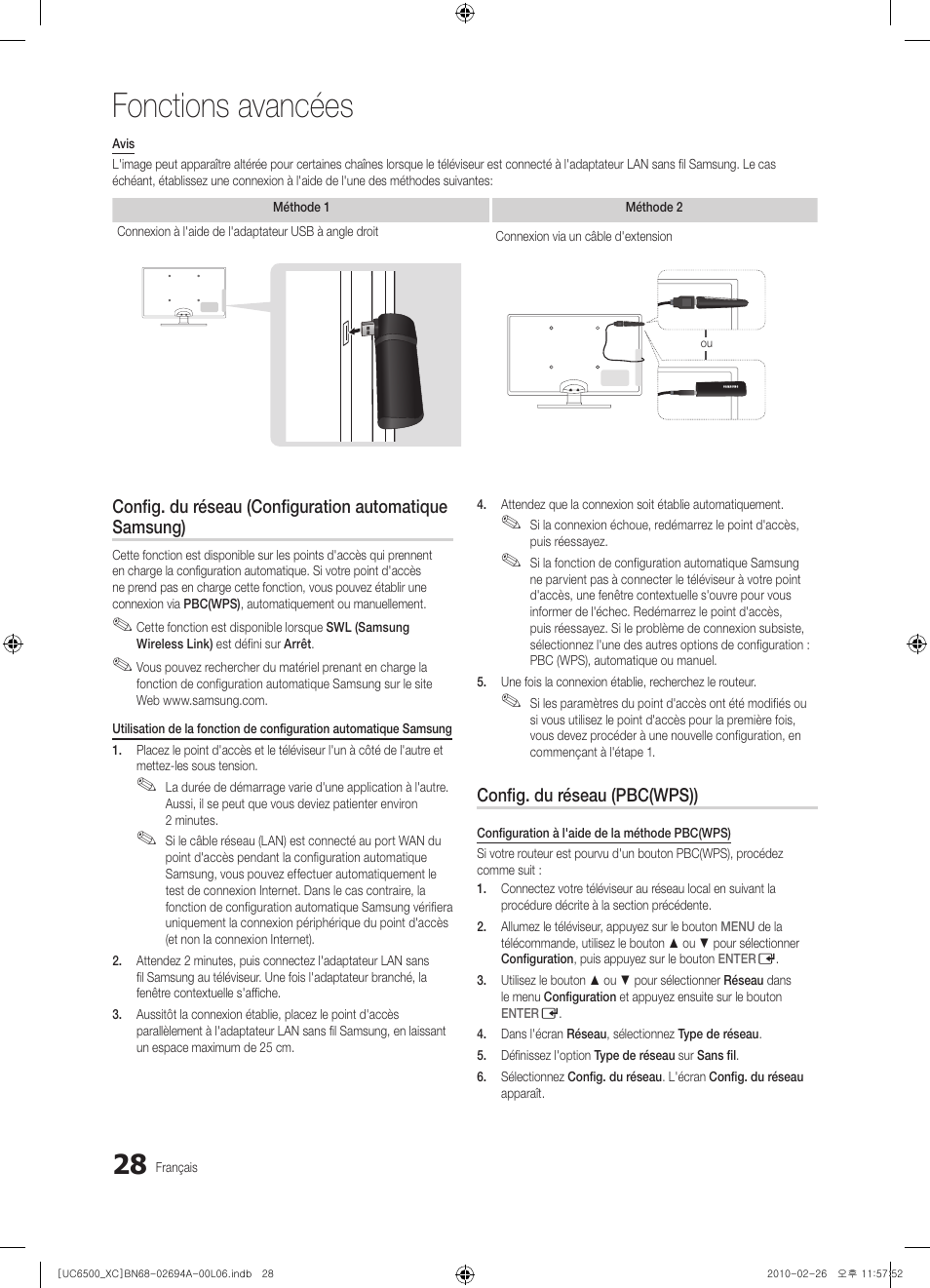 Fonctions avancées | Samsung UE32C6500UW User Manual | Page 86 / 350