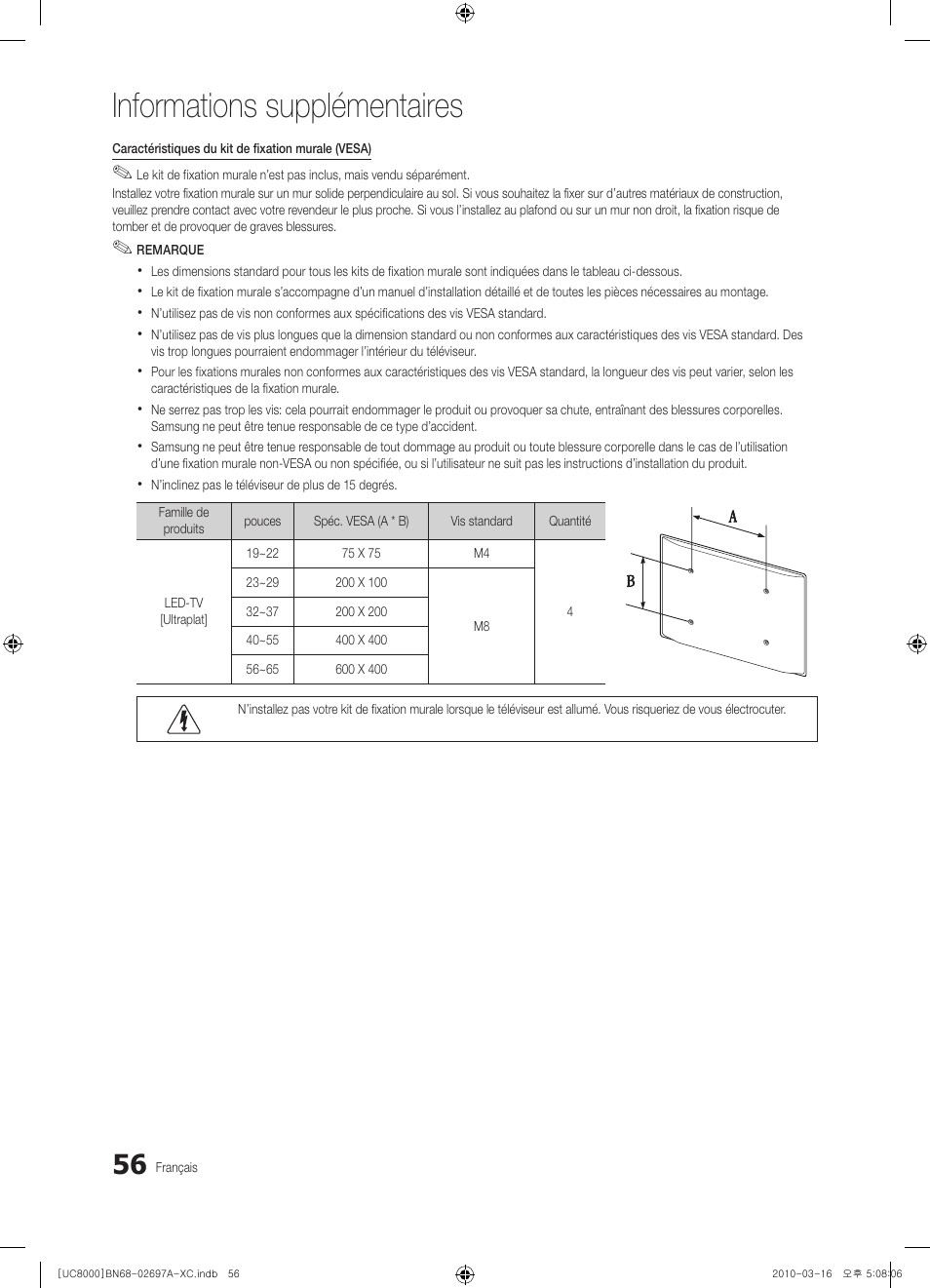 Informations supplémentaires | Samsung UE40C8000XW User Manual | Page 119 / 379