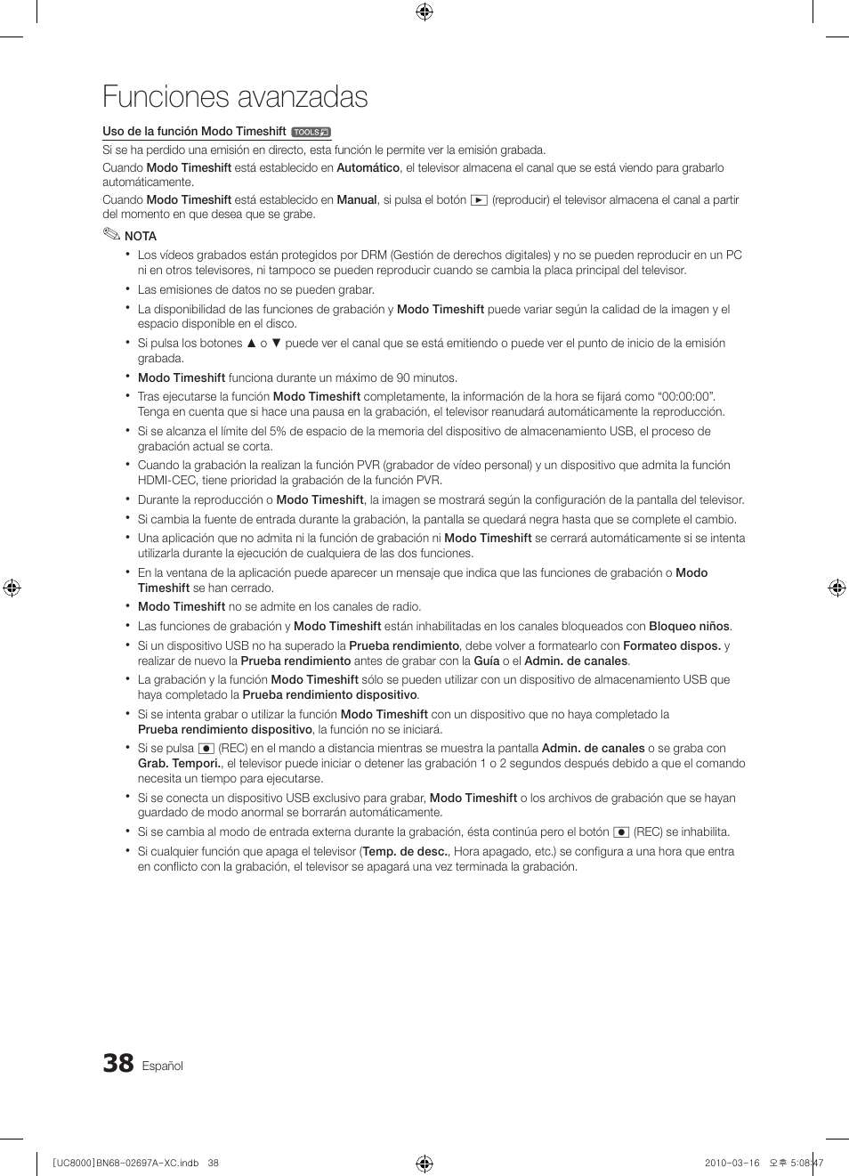 Funciones avanzadas | Samsung UE40C8000XW User Manual | Page 164 / 379