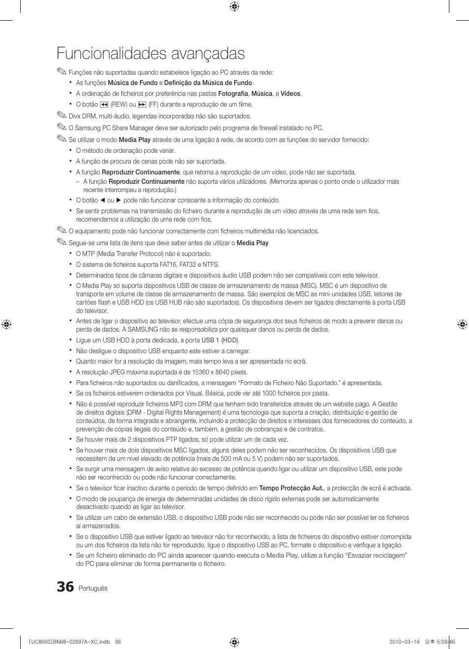 Funcionalidades avançadas | Samsung UE40C8000XW User Manual | Page 225 / 379