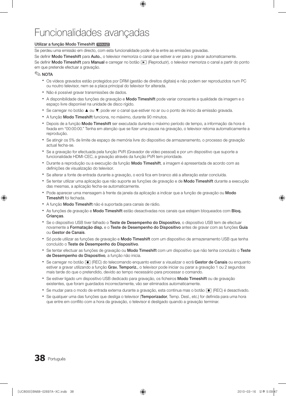 Funcionalidades avançadas | Samsung UE40C8000XW User Manual | Page 227 / 379