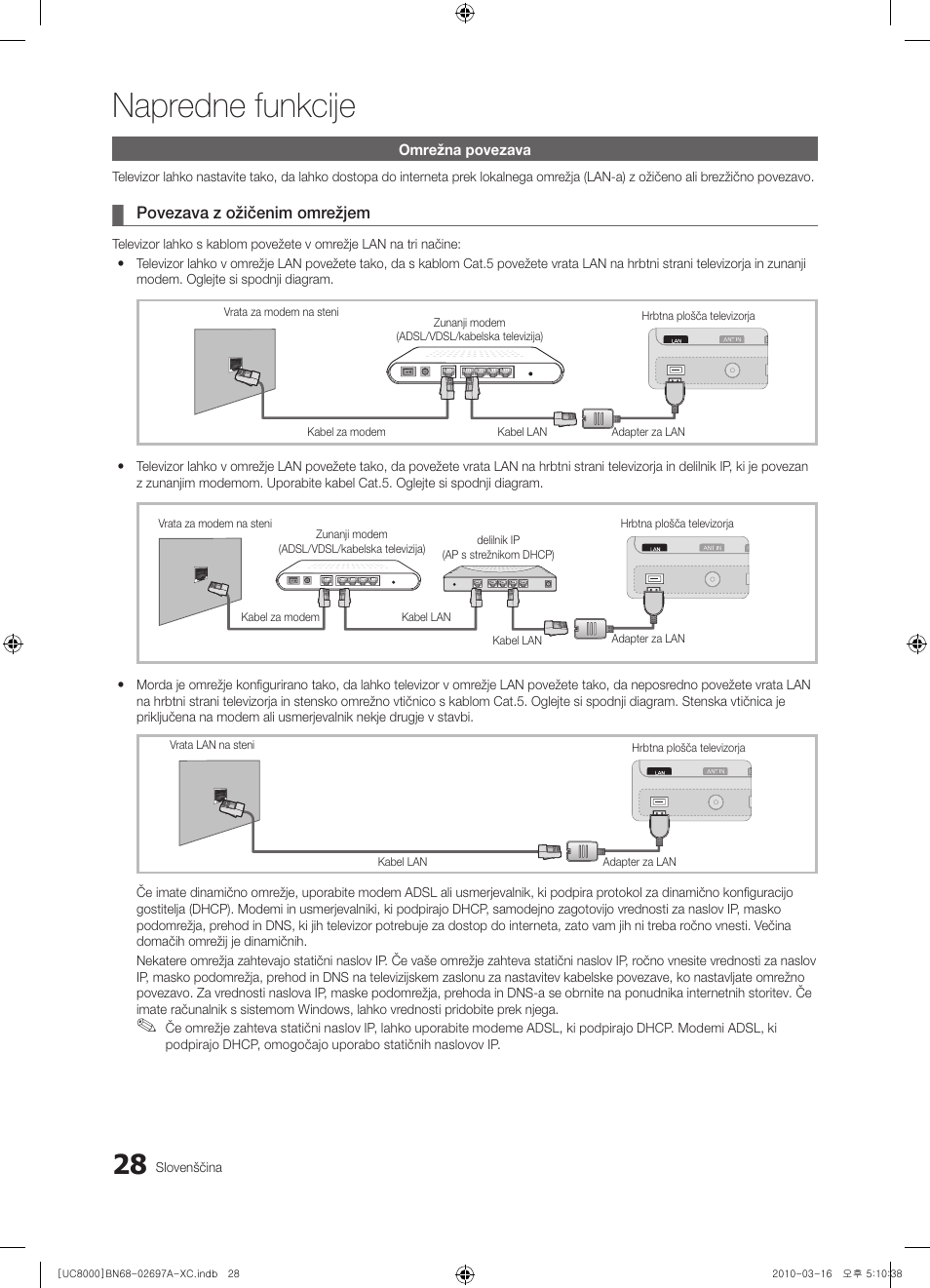 Napredne funkcije | Samsung UE40C8000XW User Manual | Page 280 / 379