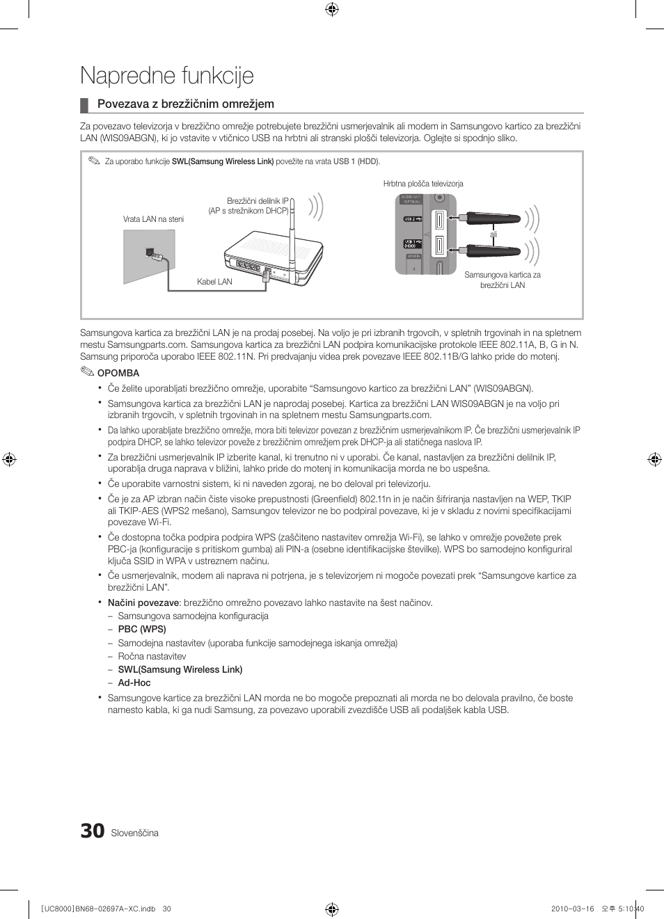 Napredne funkcije | Samsung UE40C8000XW User Manual | Page 282 / 379