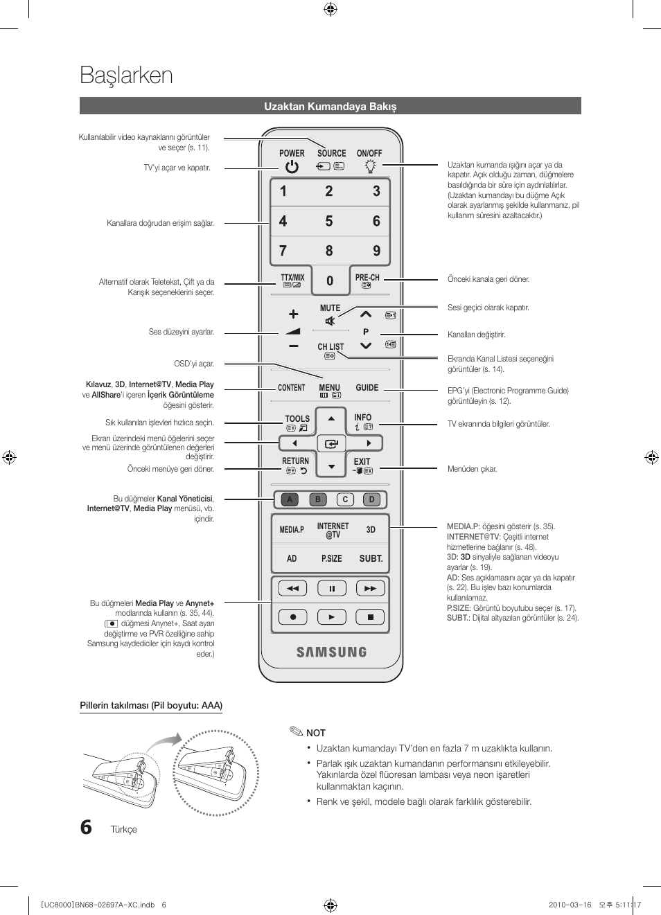 Başlarken | Samsung UE40C8000XW User Manual | Page 321 / 379