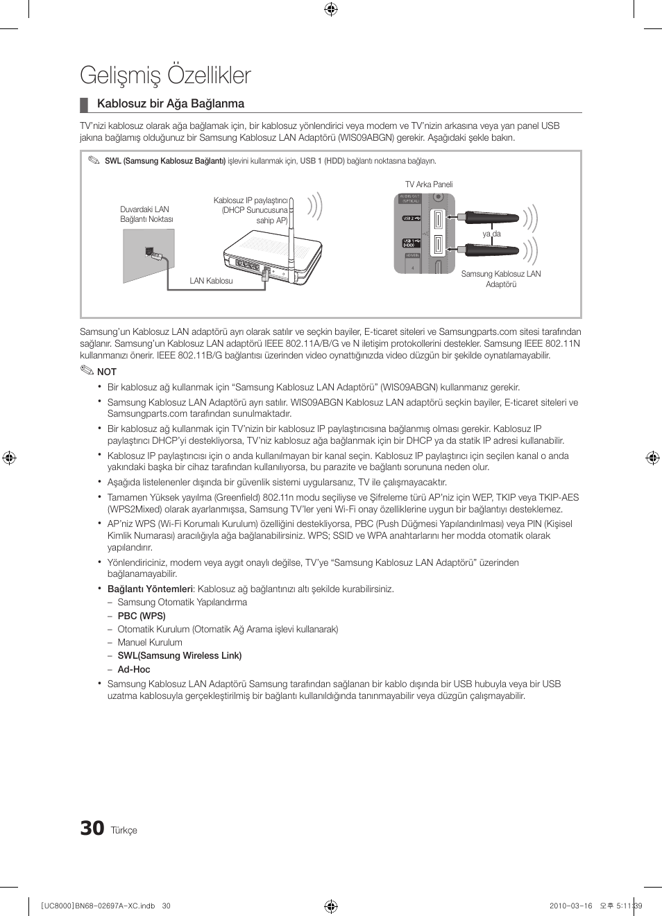 Gelişmiş özellikler | Samsung UE40C8000XW User Manual | Page 345 / 379