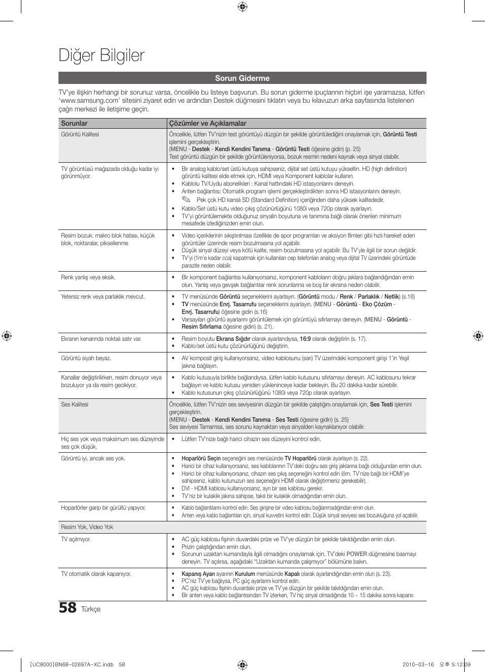 Diğer bilgiler | Samsung UE40C8000XW User Manual | Page 373 / 379
