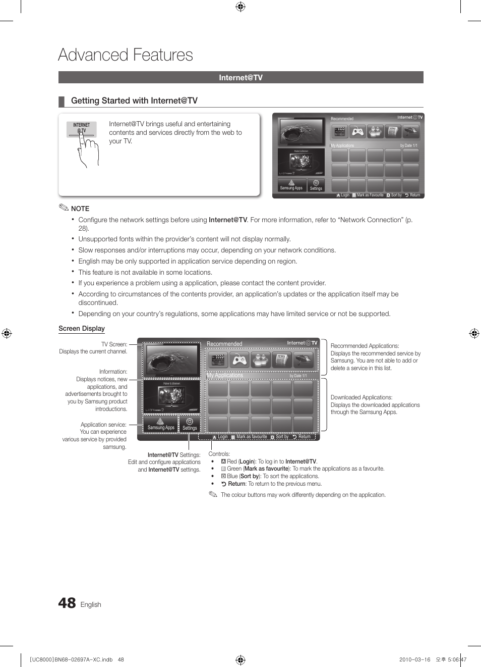 Advanced features | Samsung UE40C8000XW User Manual | Page 48 / 379