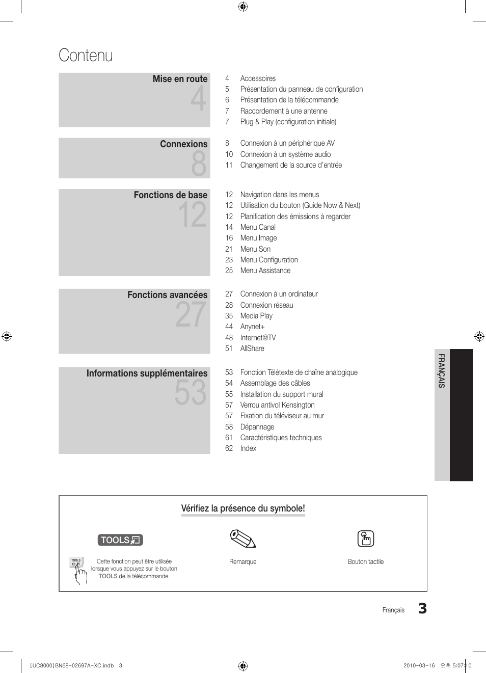 Contenu | Samsung UE40C8000XW User Manual | Page 66 / 379
