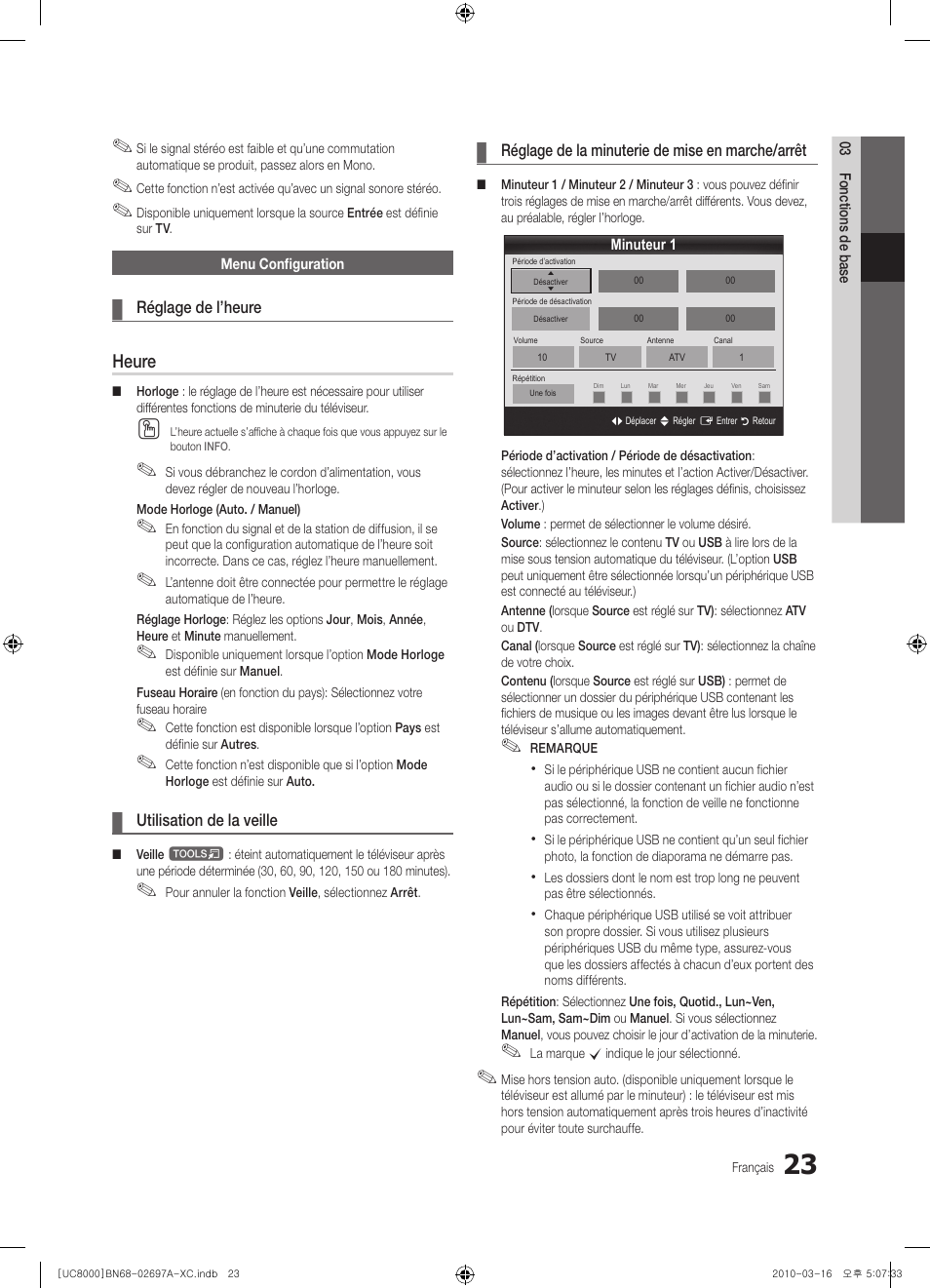 Heure | Samsung UE40C8000XW User Manual | Page 86 / 379