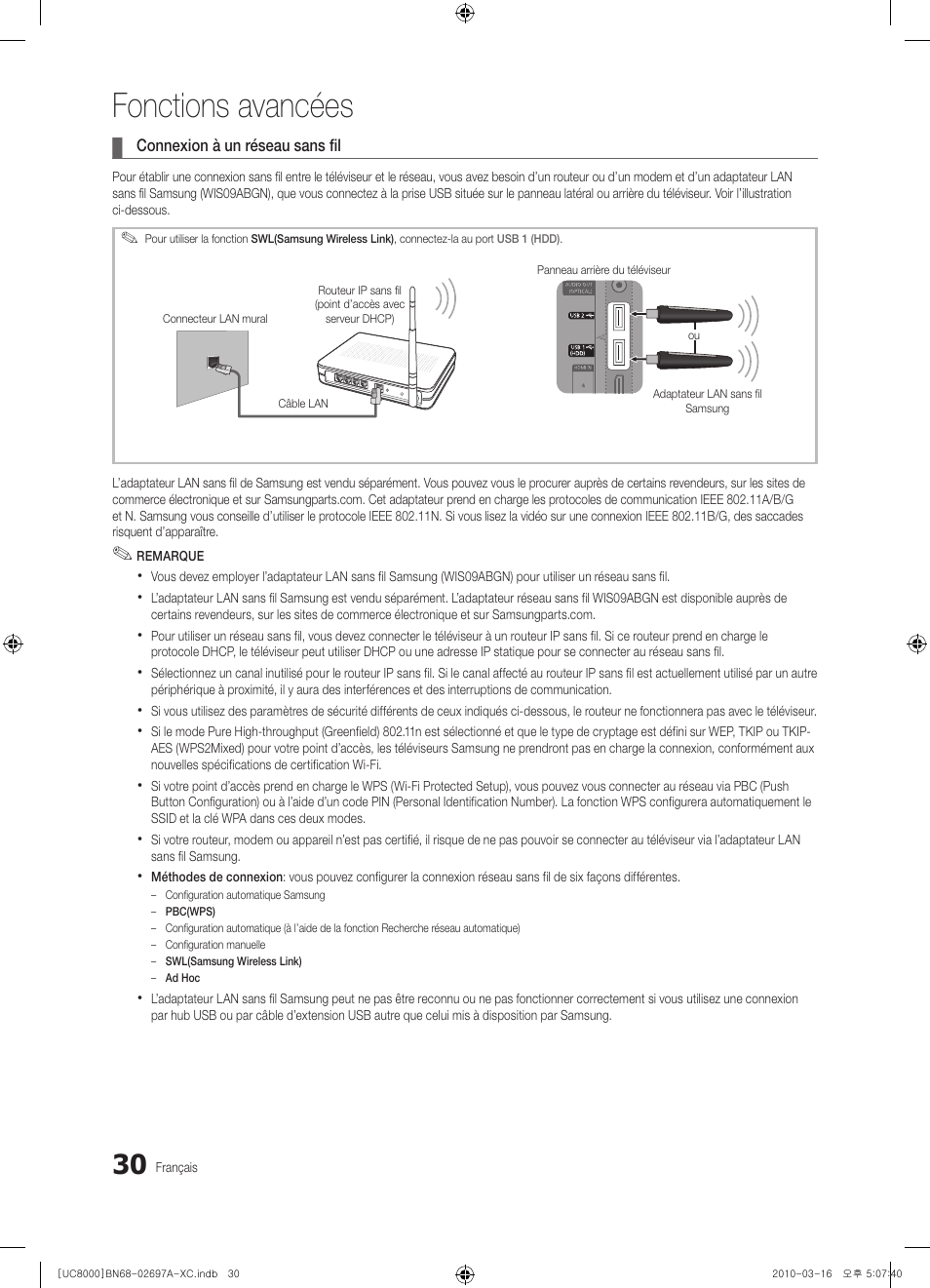 Fonctions avancées | Samsung UE40C8000XW User Manual | Page 93 / 379