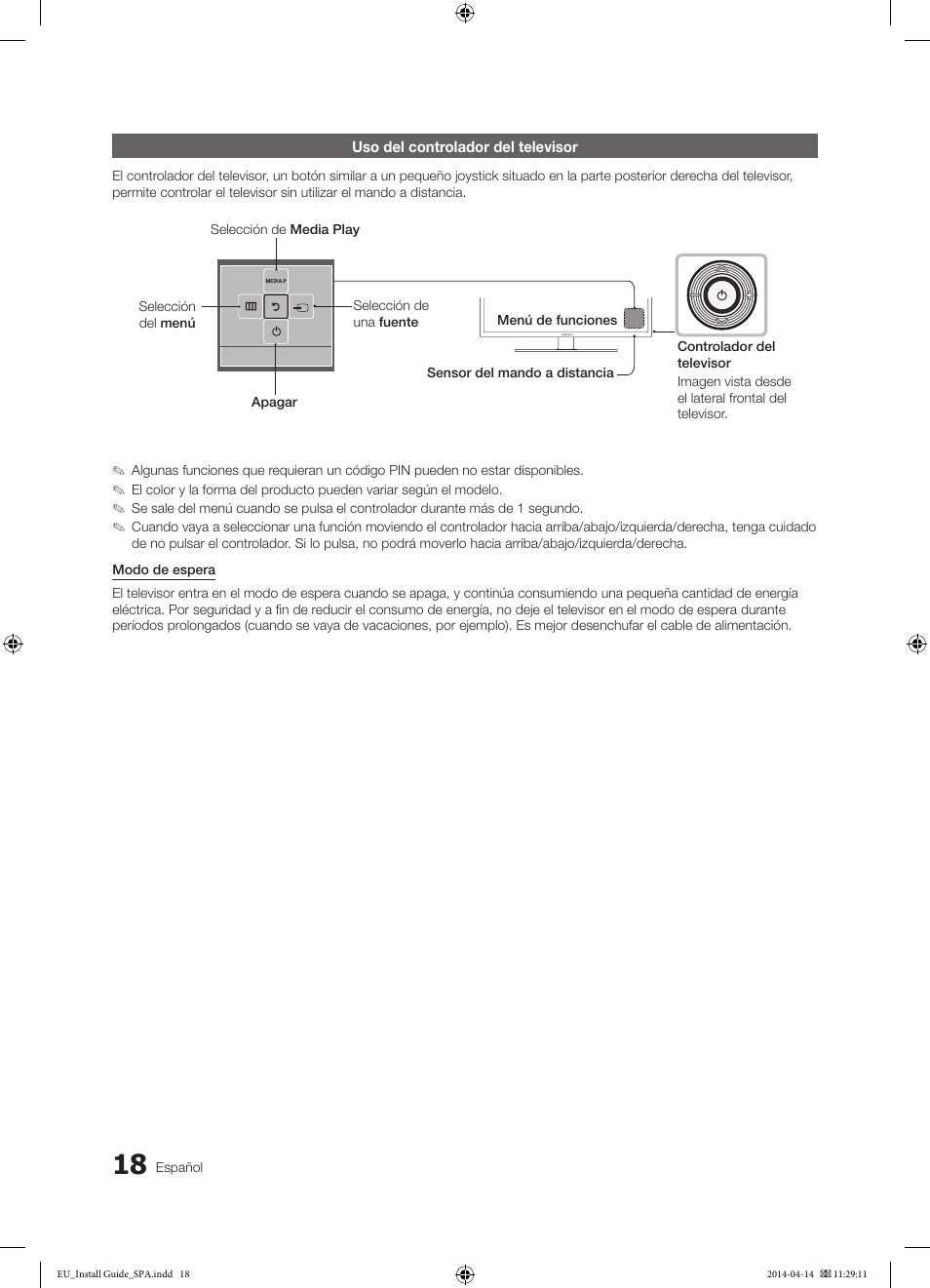 Uso del controlador del televisor | Samsung HG32EC675AB User Manual | Page 18 / 57