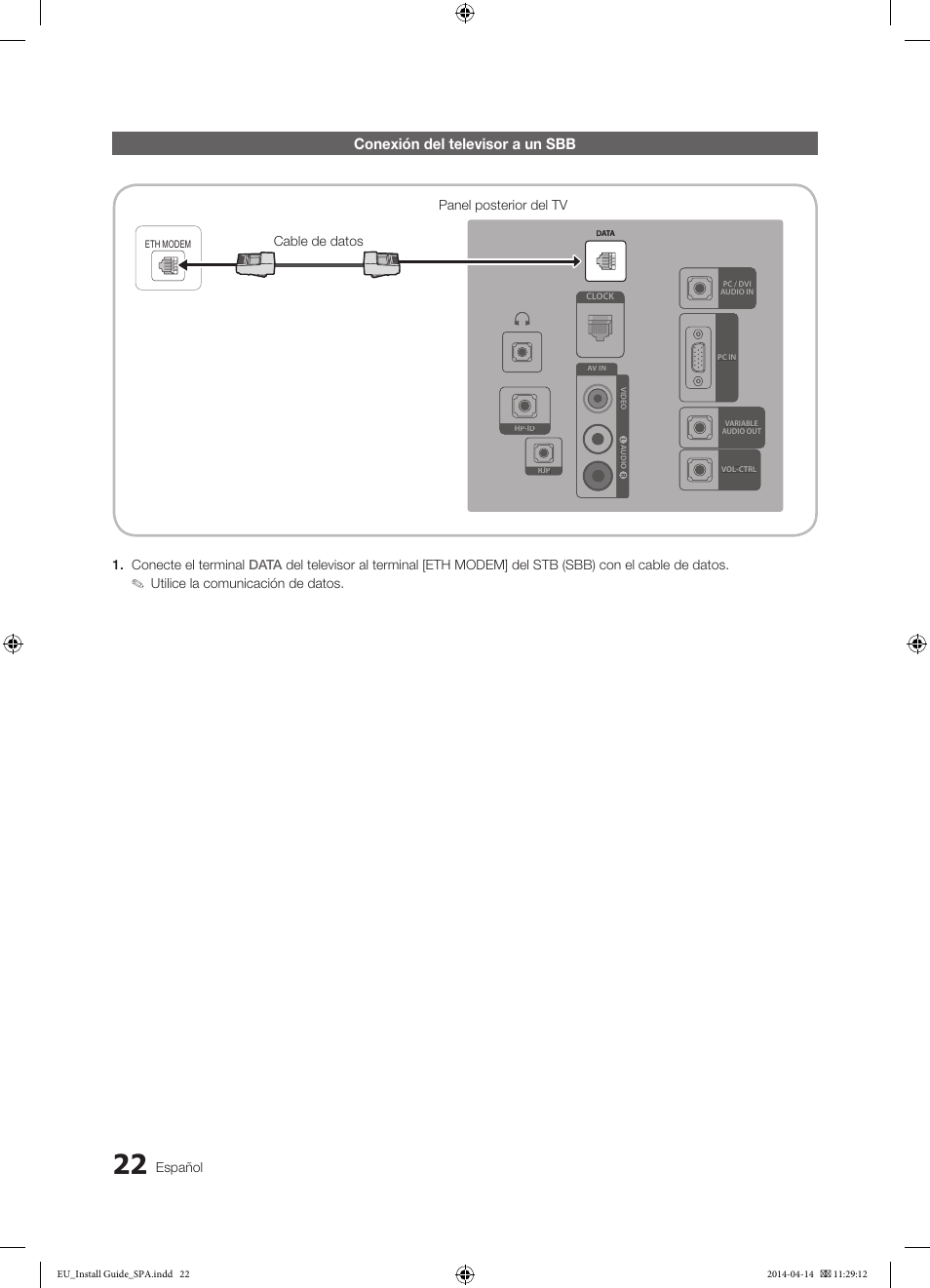 Conexión del televisor a un sbb | Samsung HG32EC675AB User Manual | Page 22 / 57