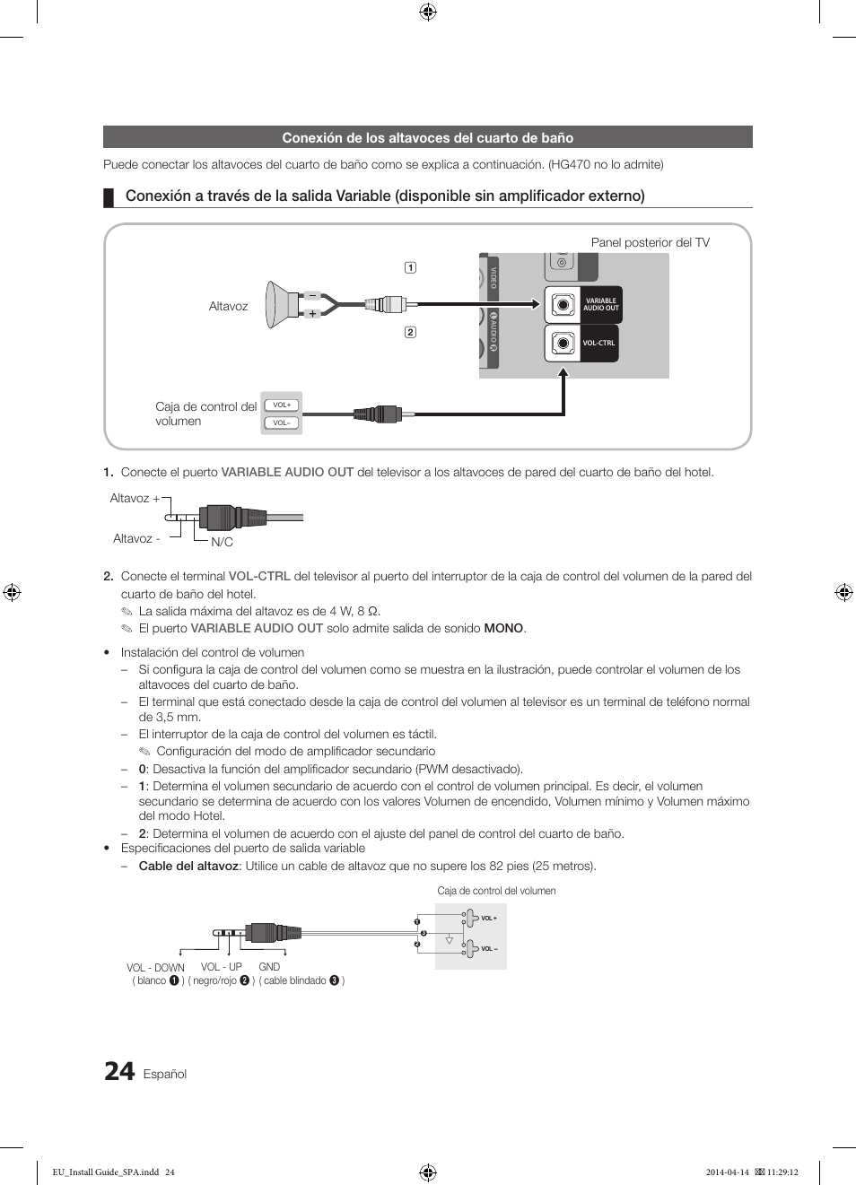 Conexión de los altavoces del cuarto de baño | Samsung HG32EC675AB User Manual | Page 24 / 57