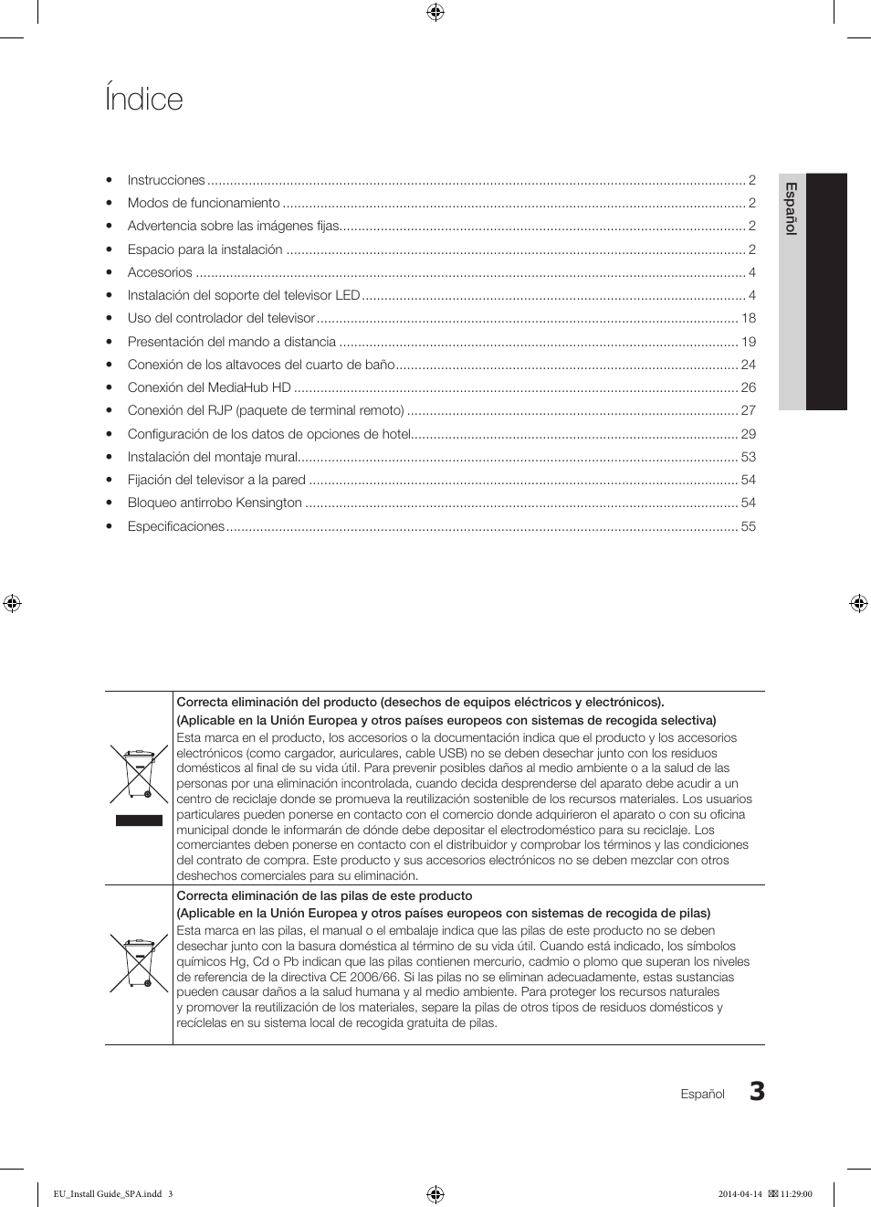 Índice | Samsung HG32EC675AB User Manual | Page 3 / 57