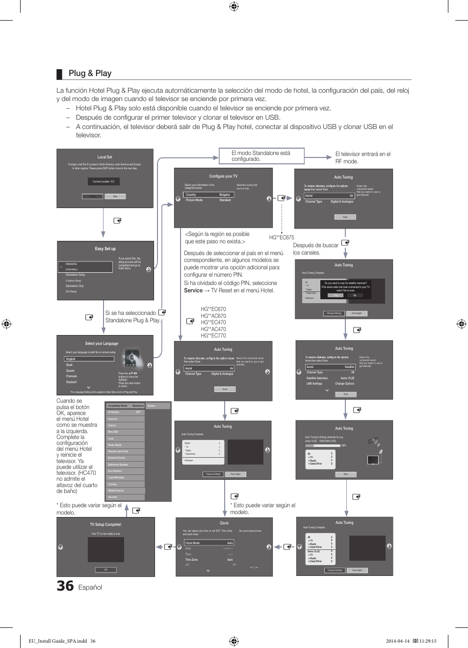 Plug & play, Español | Samsung HG32EC675AB User Manual | Page 36 / 57
