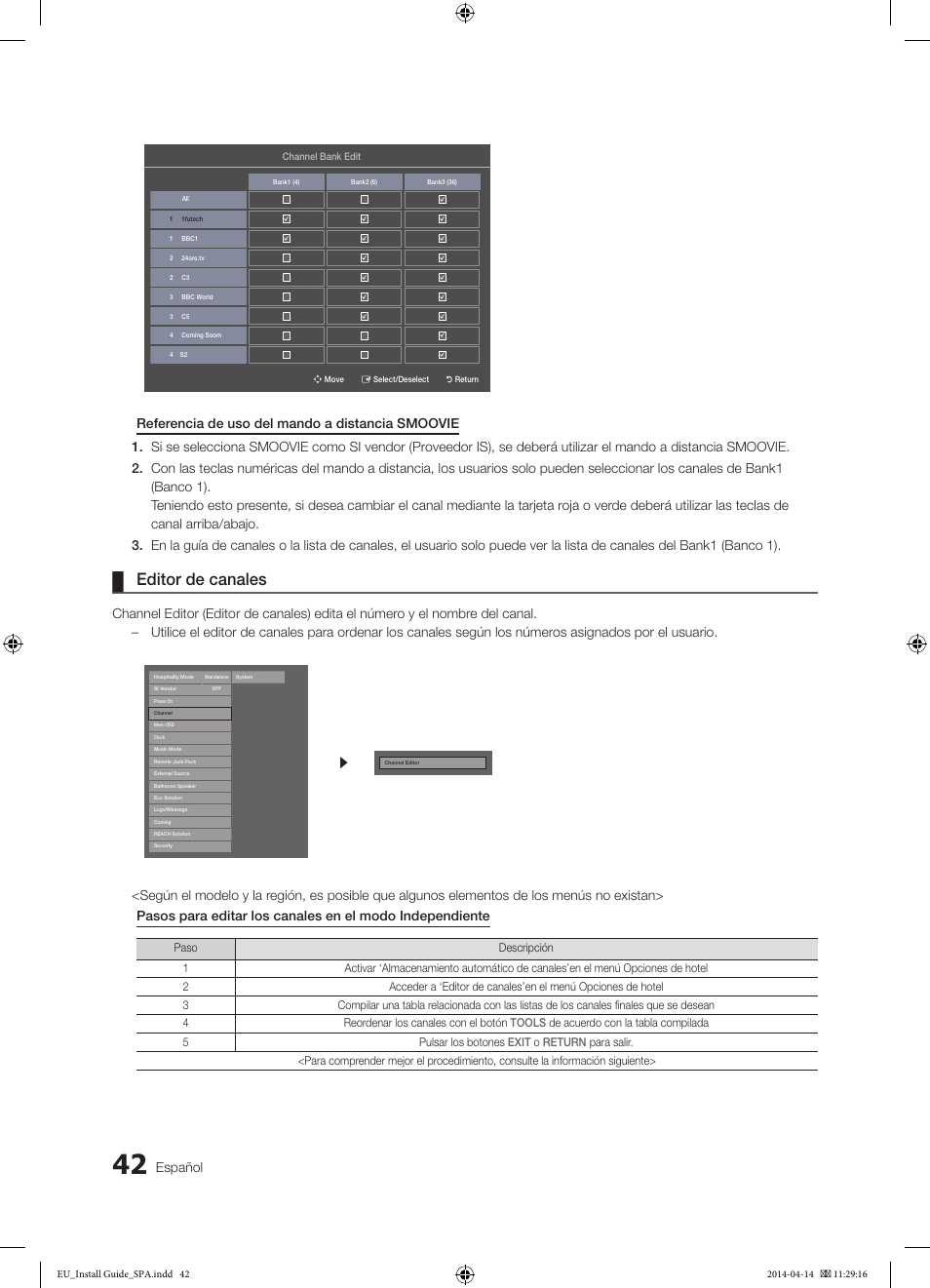 Editor de canales, Español | Samsung HG32EC675AB User Manual | Page 42 / 57