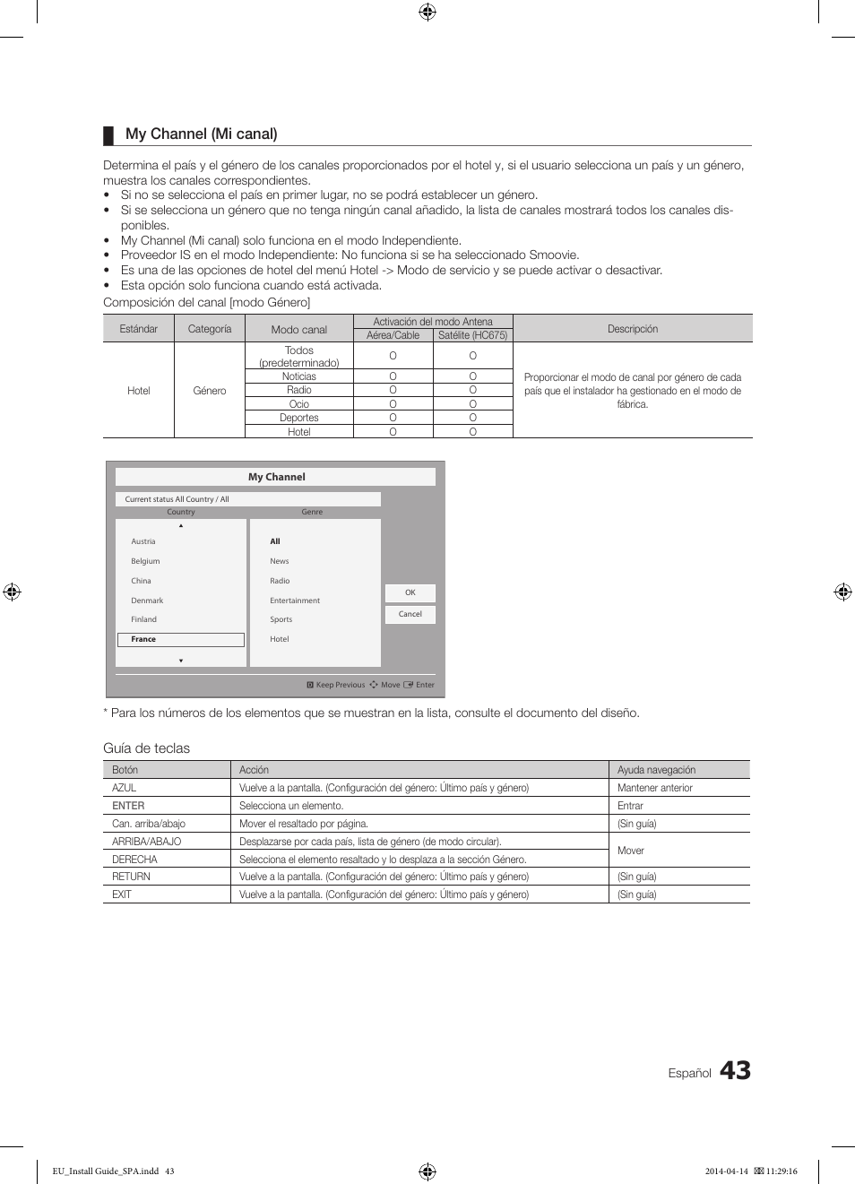 My channel (mi canal) | Samsung HG32EC675AB User Manual | Page 43 / 57