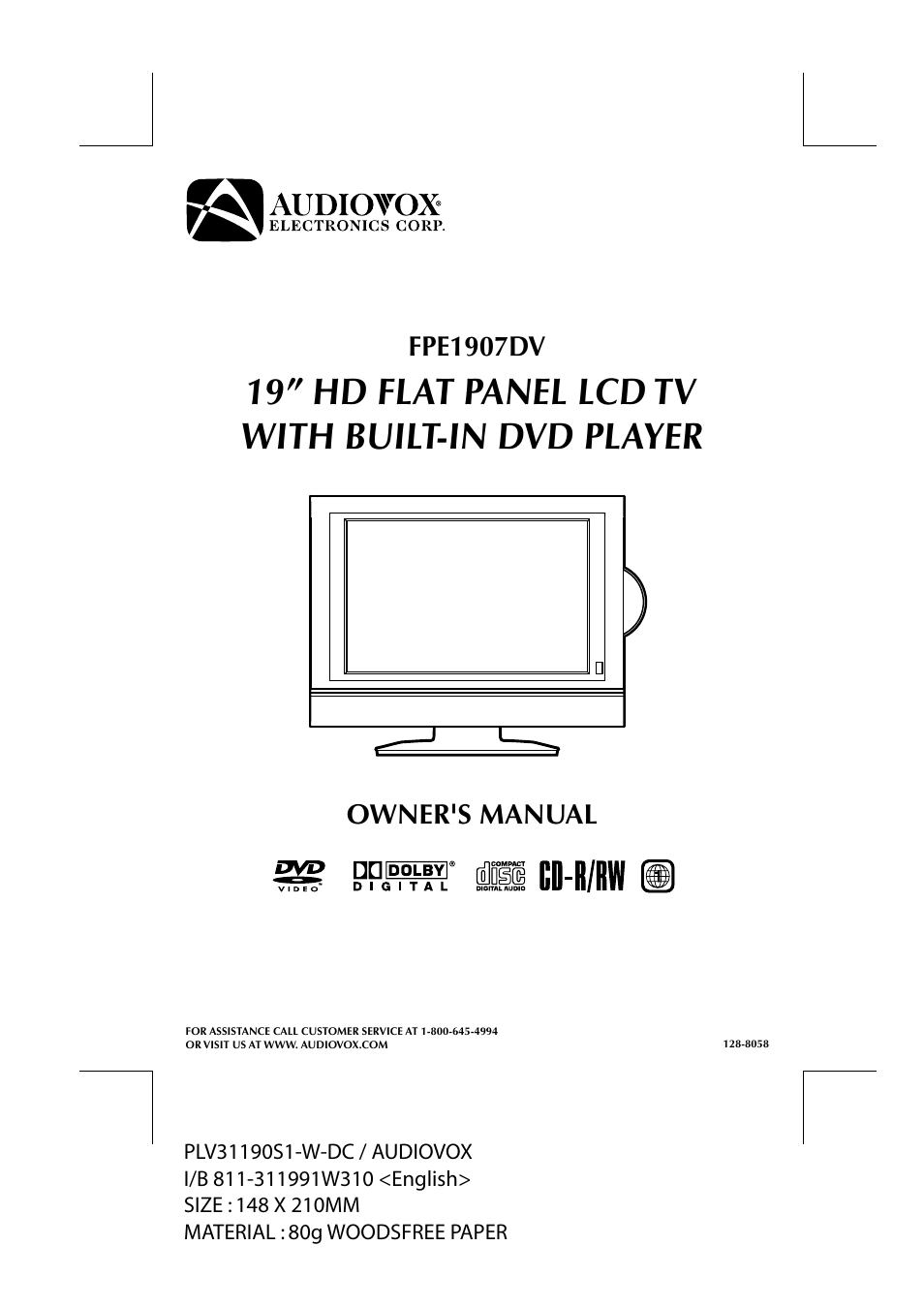 Audiovox FPE1907DV User Manual | 36 pages