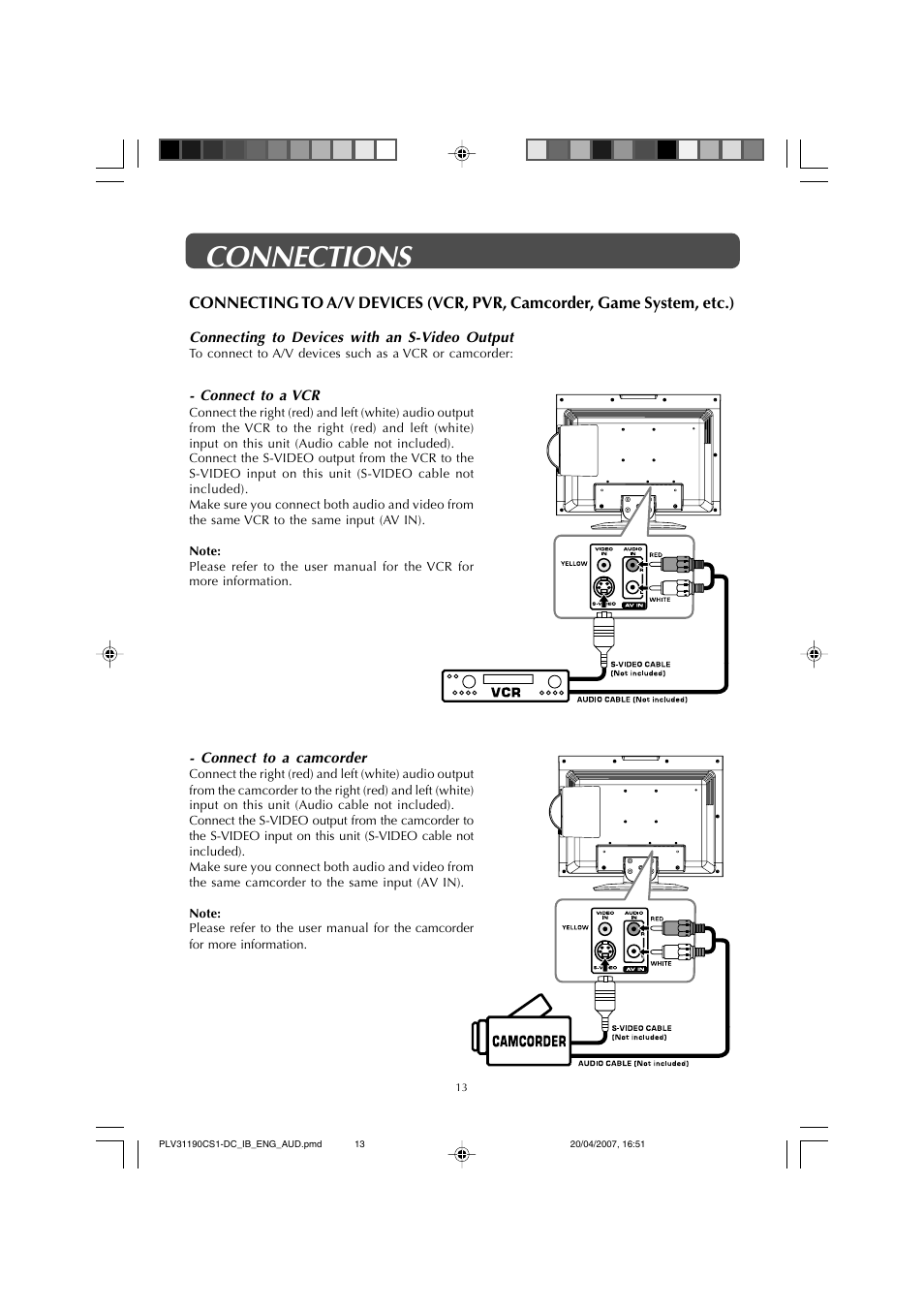 Connections | Audiovox FPE1907DV User Manual | Page 13 / 36