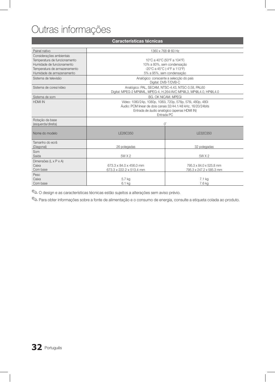 Outras informações | Samsung LE26C350D1W User Manual | Page 132 / 201