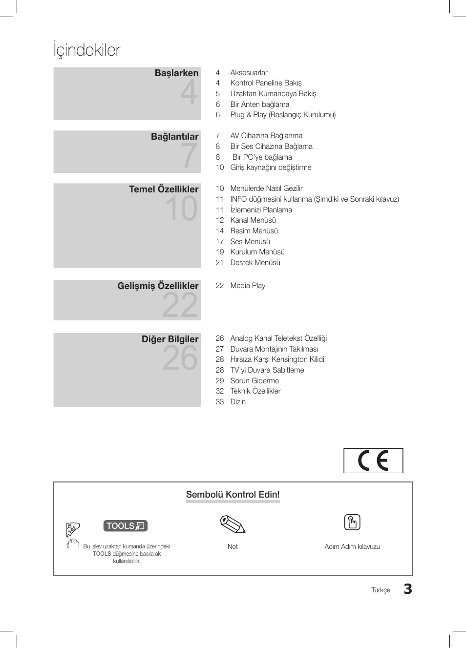 Içindekiler | Samsung LE26C350D1W User Manual | Page 169 / 201
