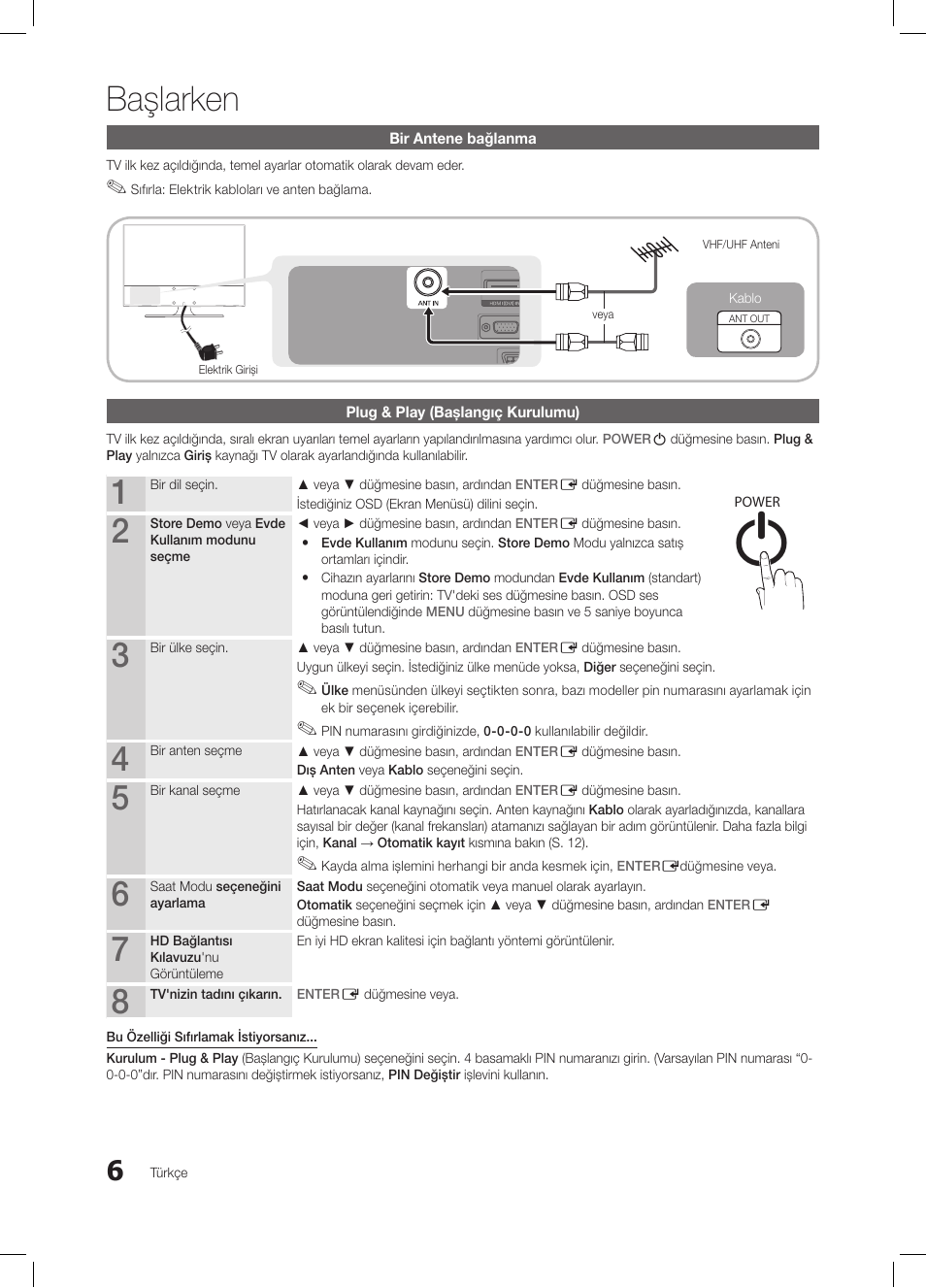 Başlarken | Samsung LE26C350D1W User Manual | Page 172 / 201